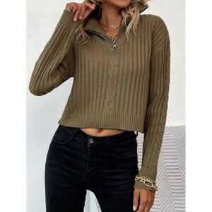 SHEIN Drop Shoulder O-Ring Quarter Zip Sweater size M Fall Winter